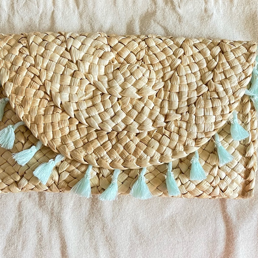 Woven Clutch with Tassels